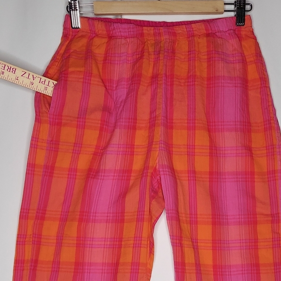 Soma Set Capri Sleeveless Plaid 0 Women Pink Orange Embroidered Tropical Cotton - Picture 10 of 14